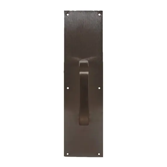 Trimco 10143613 4" x 16" Square Corner Pull Plate with 6" 1199 Pull Oil Rubbed Bronze Finish