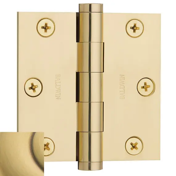 Baldwin 1030060I 3" x 3" Mortise Square Hinge Satin Brass and Brown Finish