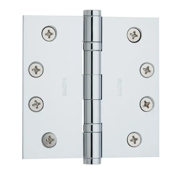 Baldwin 1041260I 4" x 4" Ball Bearing Mortise Square Hinge Bright Chrome Finish