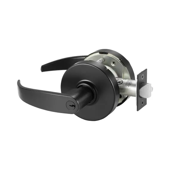 Sargent 10XG17LPBSP Utility Asylum Institutional (F87) Double Cylinder Cylindrical Lever Lock Grade 1 with P Lever and L Rose with LA Keyway KD and ASA Strike Black Suede Powder Coat Finish