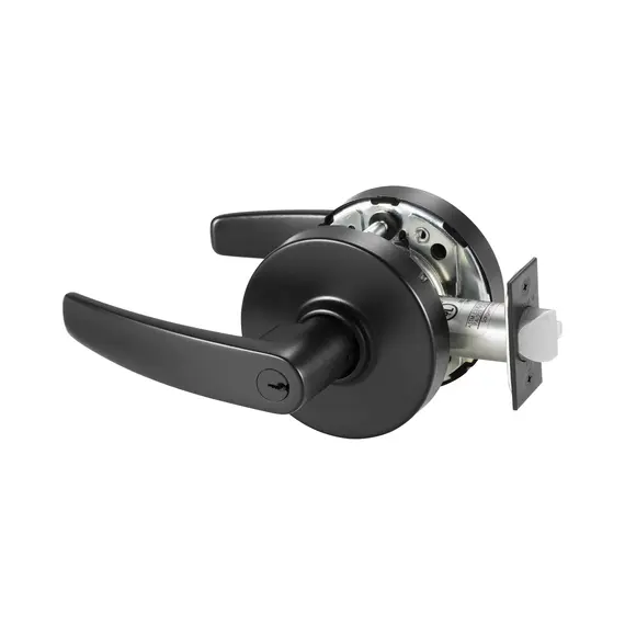 Sargent 10XG24LBBSP Entrance or Office (F82A) Cylindrical Lever Lock Grade 1 with B Lever and L Rose with LA Keyway KD and ASA Strike Black Suede Powder Coat Finish