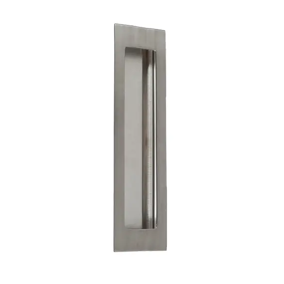 Trimco 11108630 2-1/2" x 8" Rectangular Flush Pull Satin Stainless Steel Finish