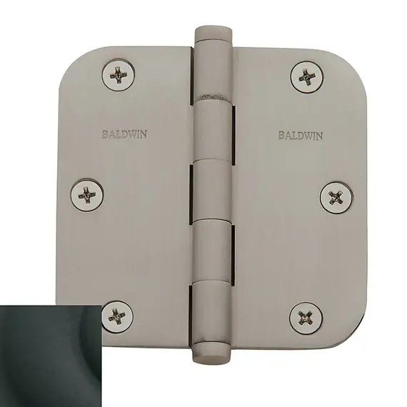 Baldwin 1135190I 3-1/2" x 3-1/2" - 5/8" Radius Mortise Hinge Satin Black Finish