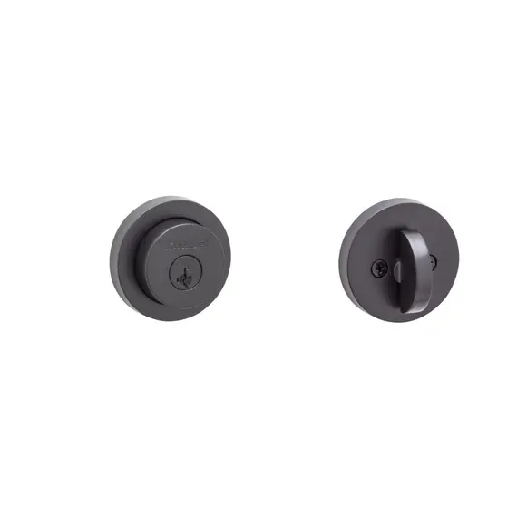 Kwikset 158RDT-514S.FD.DS.LK.23155 20 Min UL Rated Milan Round Rose Single Cylinder Deadbolt SmartKey with 6AL FD Latch and Dual RCS and 5303 Full Lip Strike Key Coded and LESSKEY Matte Black Finish