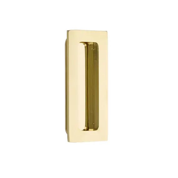 Emtek 220304US3 4" Modern Rectangular Flush Pull Polished Brass Lifetime Finish