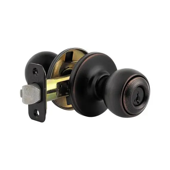 Kwikset 400P-11PS Polo Knob Entry Door Lock SmartKey with 6AL Latch and RCS Strike Venetian Bronze Finish