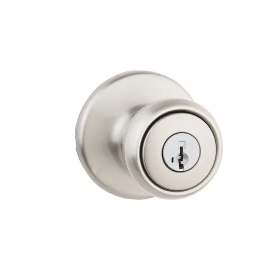 Kwikset 400T-15S Tylo Knob Entry Door Lock SmartKey with 6AL Latch and RCS Strike Satin Nickel Finish