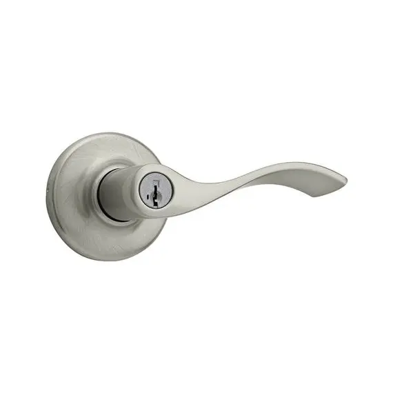 Kwikset 405BL-15S Balboa Lever Entry Door Lock SmartKey with 6AL Latch and RCS Strike Satin Nickel Finish