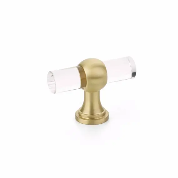 SCHAUB 411-SB Schaub  Lumiere Transitional Cabinet T Knob Acrylic Satin Brass Finish