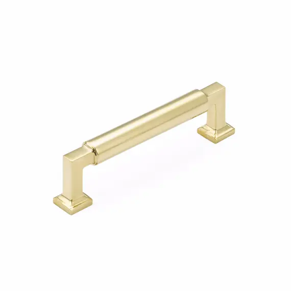 SCHAUB 474-UNBR Schaub  4" Center to Center Haniburton Cabinet Pull Unlacquered Brass Finish