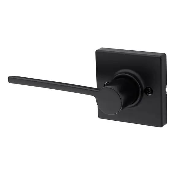 Kwikset 488LRLSQTLH-514 Left Hand Ladera Lever with Square Rose Half Dummy Matte Black Finish