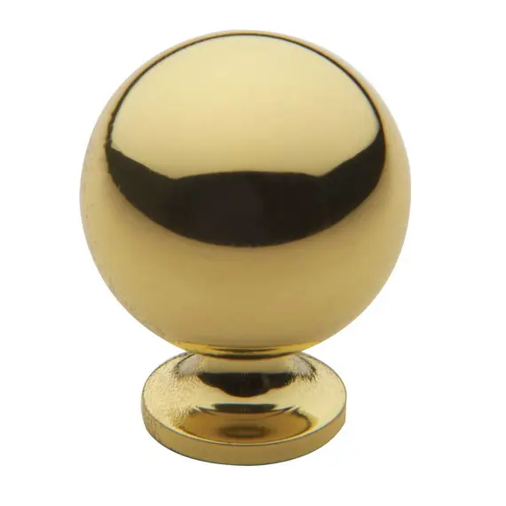 Baldwin 4960030 1" Ball Cabinet Knob Bright Brass Finish