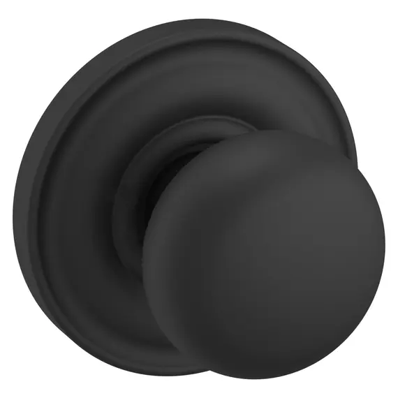 Baldwin 5030190PASS Preconfigured 5030 Knob with 5048 Rose Passage Lock with 2-3/8" Backset and Full Lip Strike Satin Black Finish