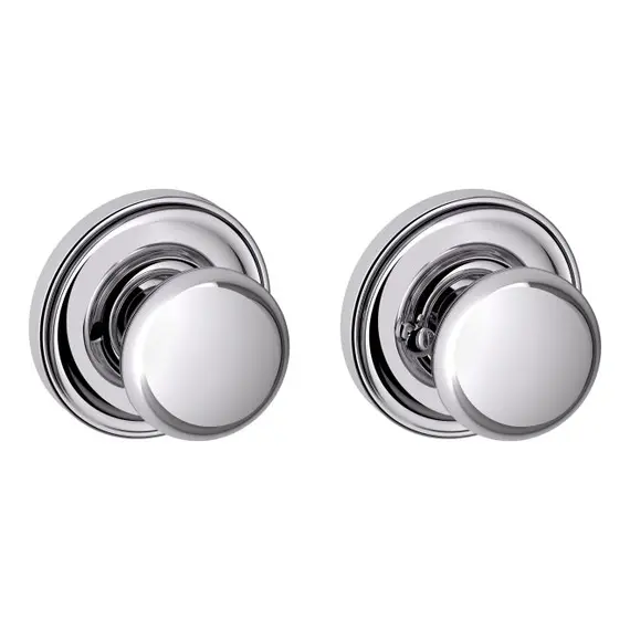 Baldwin 5030260PRIV Preconfigured 5030 Knob with 5148 Rose Privacy Lock with 2-3/8" Backset and Full Lip Strike Bright Chrome Finish