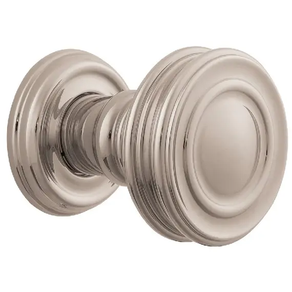 Baldwin 5066055PASS Preconfigured 5066 Knob with 5078 Rose Passage Lock with 2-3/8" Backset and Full Lip Strike Lifetime Bright Nickel Finish