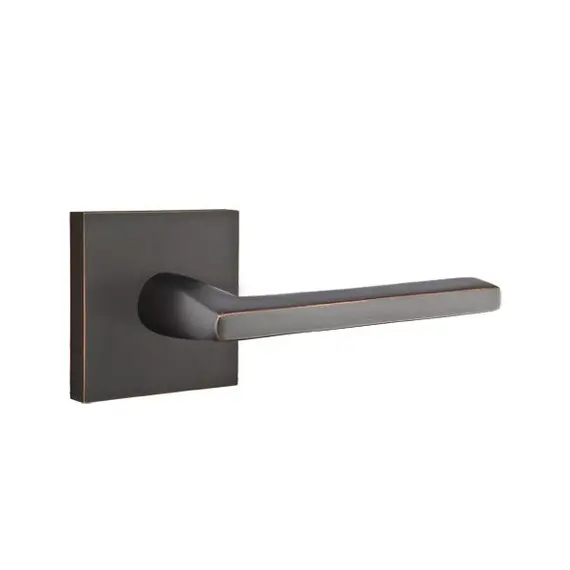 Emtek 5110HLOUS10BRH Helios Lever Right Hand 2-3/8" Backset Passage with Square Rose for 1-1/4" to 2" Door Oil Rubbed Bronze Finish