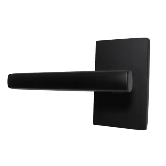 Emtek 5112FRLUS19LH Freestone Lever Left Hand 2-3/8" Backset Passage with Modern Rectangular Rose for 1-1/4" to 2" Door Flat Black Finish