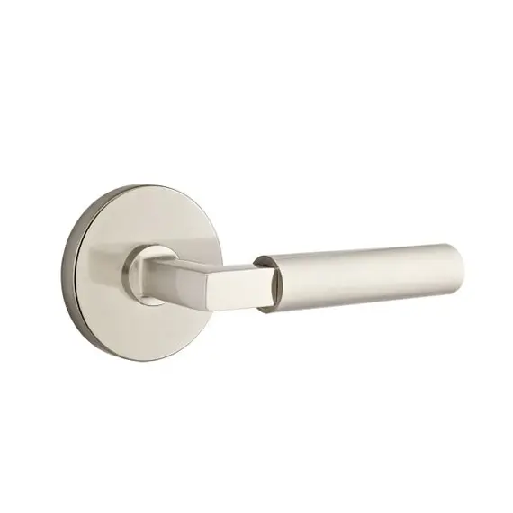 Emtek 5209HECUS15LH Hercules Lever Left Hand 2-3/8" Backset Privacy with Disk Rose for 1-1/4" to 2" Door Satin Nickel Finish