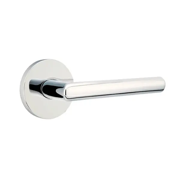 Emtek 5209STUUS26LH Stuttgart Lever Left Hand 2-3/8" Backset Privacy with Disk Rose for 1-1/4" to 2" Door Polished Chrome Finish