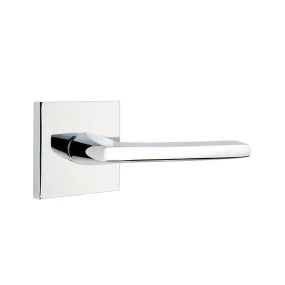 Emtek 5210HLOUS26LH Helios Lever Left Hand 2-3/8" Backset Privacy with Square Rose for 1-1/4" to 2" Door Polished Chrome Finish