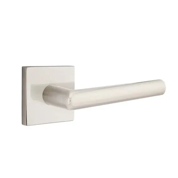 Emtek 5210STUUS15LH Stuttgart Lever Left Hand 2-3/8" Backset Privacy with Square Rose for 1-1/4" to 2" Door Satin Nickel Finish