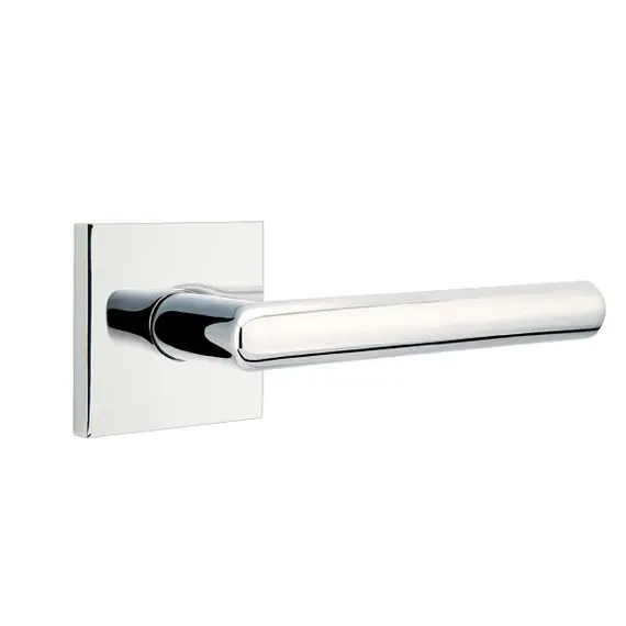 Emtek 5210STUUS26LH Stuttgart Lever Left Hand 2-3/8" Backset Privacy with Square Rose for 1-1/4" to 2" Door Polished Chrome Finish