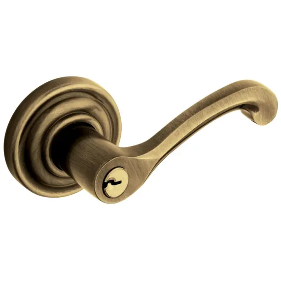 Baldwin 5245050RENT Right Hand 5245 Classic Lever Emergency Egress Keyed Entry Antique Brass Finish