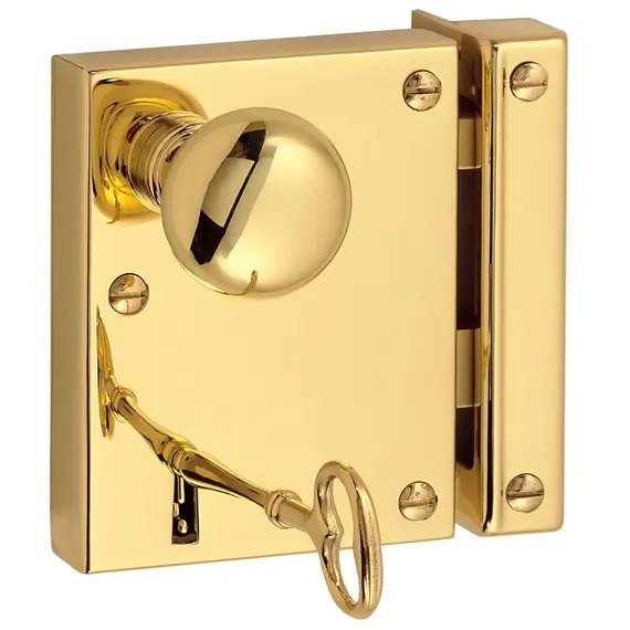 Baldwin 5604031R Right Hand Small Vertical Entry Rim Lock Unlacquered Brass Finish