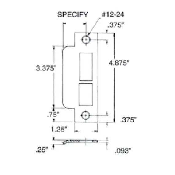 Baldwin 6039031L158 Left Hand 1-5/8" Extended Lip ASA Strike For 2-3/4" Backset Deadbolt Only Unlacquered Brass Finish