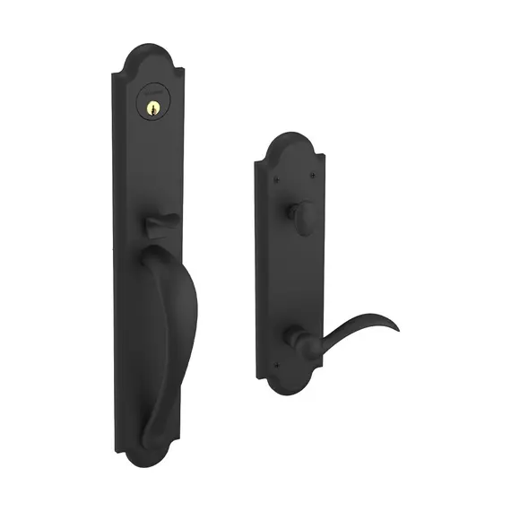 Baldwin 6402190RENT Right Hand Lever Entry Boulder Full Escutcheon Emergency Egress Handleset Satin Black Finish