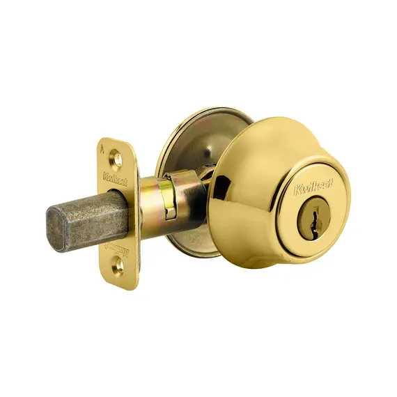 Kwikset 660-3.DS Single Cylinder Deadbolt with RCAL Latch and Dual RCS and 5303 Full Lip Strike K3 Bright Brass Finish