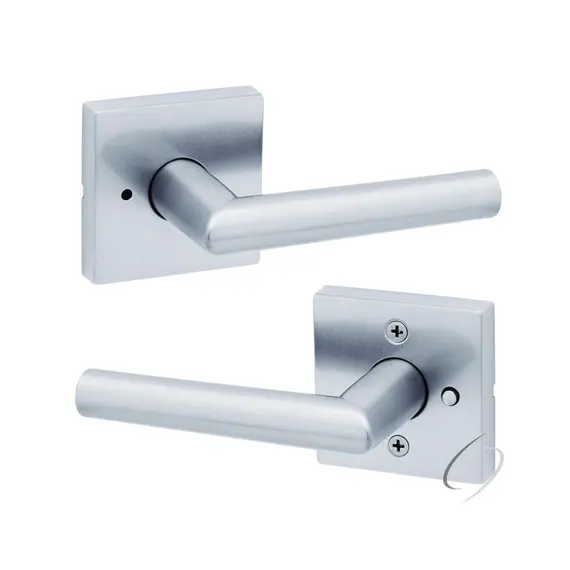 Kwikset 730MILSQT-26D Milan Lever with Square Rose Privacy Door Lock with 6AL Latch and RCS Strike Satin Chrome Finish