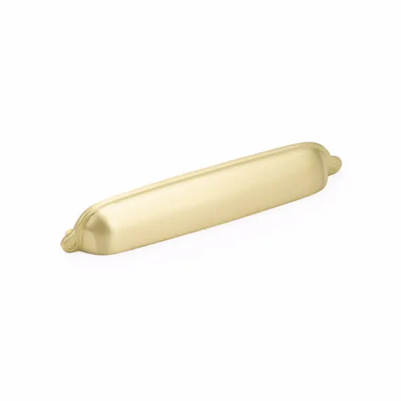 SCHAUB 744-SB Schaub  6" Center to Center Country Cup Pull Satin Brass Finish