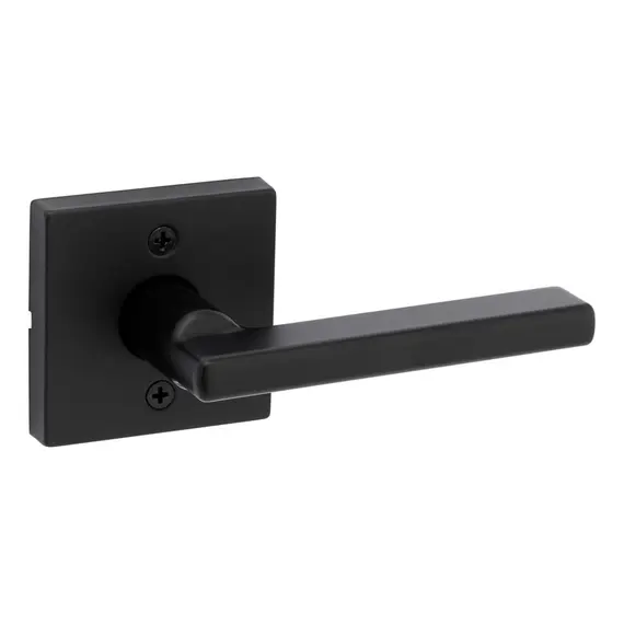 Kwikset 788HFLSQT-514 Halifax Lever with Square Rose Half Dummy Door Lock Matte Black Finish