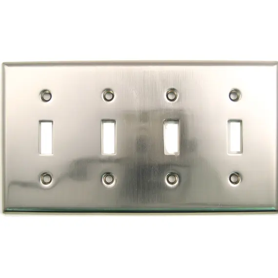 Rusticware 790SN Quadruple Toggle Switch Plate Satin Nickel Finish