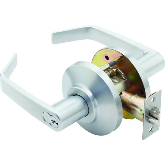 Best 7KC37AB15DS3626 7K Series 2-3/4" Backset 7 Pin Entry 15 Lever and D Rose ANSI Strike Less Core Satin Chrome Finish