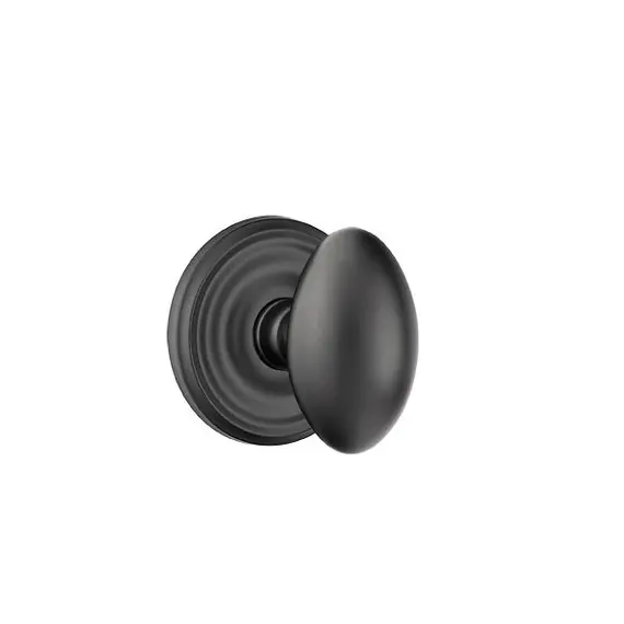 Emtek 8100EUS19 Egg Knob 2-3/8" Backset Passage with Regular Rose for 1-1/4" to 2" Door Flat Black Finish