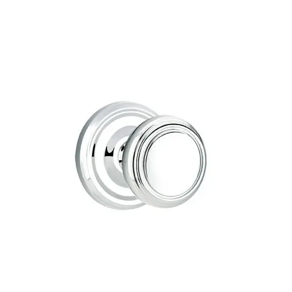 Emtek 8100NWUS26 Norwich Knob 2-3/8" Backset Passage with Regular Rose for 1-1/4" to 2" Door Polished Chrome Finish