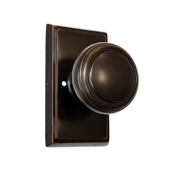 Emtek 8221NWUS10B Norwich Knob 2-3/8" Backset Privacy with Rectangular Rose for 1-1/4" to 2" Door Oil Rubbed Bronze Finish