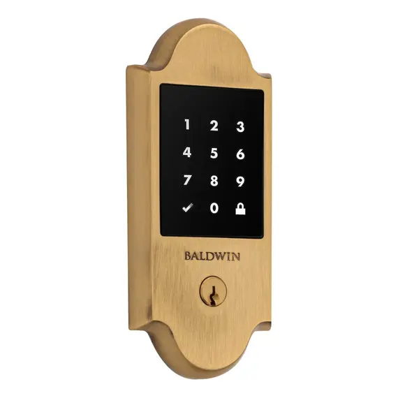 Baldwin 8235060ZW Z-Wave Boulder Touchscreen Deadbolt with Schlage C Keyway Satin Brass and Brown Finish