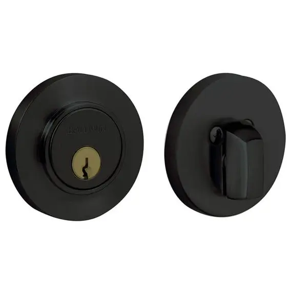 Baldwin 8244190 Contemporary Low Profile 2-1/8" Single Cylinder Deadbolt Satin Black Finish