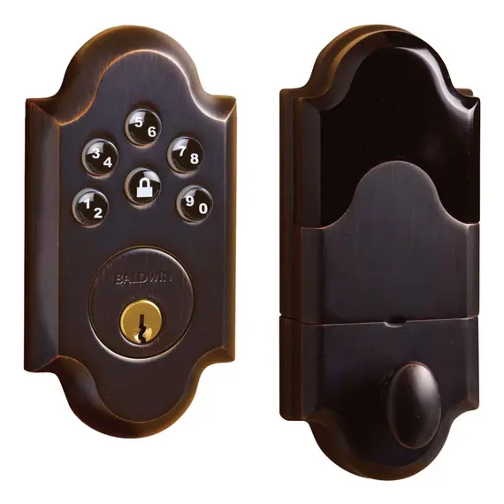 Baldwin 8252112AC1 Boulder Arched Keypad Entry Deadbolt - Batteries Not Included Venetian Bronze Finish