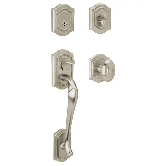 Baldwin 85327056ENTR Bethpage Sectional Tubular Single Cylinder Handleset Lifetime Satin Nickel Finish