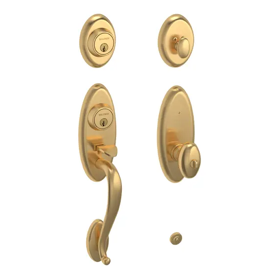 Baldwin 853450442RH Landon Two Point Right Hand Single Cylinder Tubular Handleset Satin Brass Brass Finish