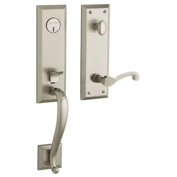 Baldwin 85355056LENT Stonegate Emergency Egress Left Hand Single Cylinder Tubular Handleset Lifetime Satin Nickel Finish