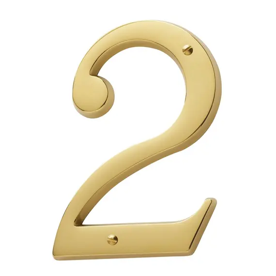 Baldwin 90672003 4-3/4" Carded House Number # 2 Lifetime Brass Finish