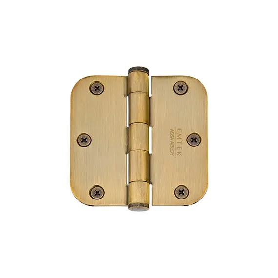 Emtek 92033US7 Pair of 3-1/2" x 3-1/2" 5/8" Radius Heavy Duty Steel Hinges French Antique Brass Finish