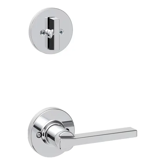 Kwikset 966CSLRDT-26.UNIV Casey Lever with Round Rose Interior Single Cylinder Handleset Trim for Both 800 and 687 Series Handlesets Bright Chrome Finish