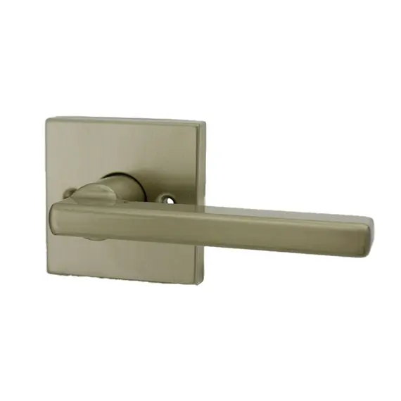 Kwikset 966HFLSQT-15.UNIV Halifax Lever with Square Rose Interior Single Cylinder Handleset Trim for Both 800 and 687 Series Handlesets Satin Nickel Finish