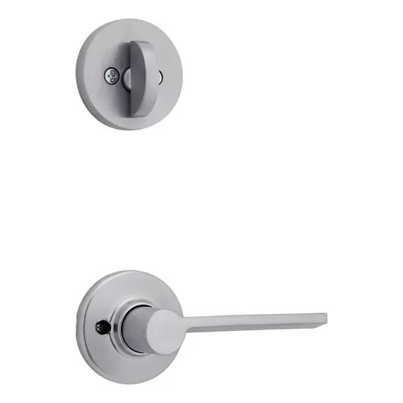 Kwikset 966LRLRDTLH-26D.UNIV Left Hand Ladera Lever with Round Rose Interior Single Cylinder Handleset Trim for Both 800 and 687 Series Handlesets Satin Chrome Finish